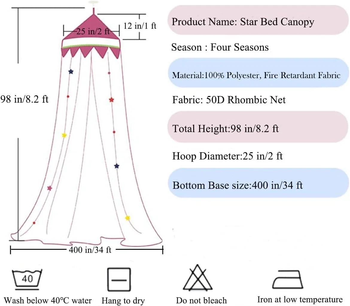 Bed Canopy with Lights,Bed Canopy for Girls Canopy Bed Curtains Girls Bedroom 07FC0E-D4 - KOEEK [6]