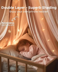 Bed Canopy with Star Lights, Double Layer Canopy for Bed, Princess Play Tent 07FC0E-D4 - KOEEK [4]