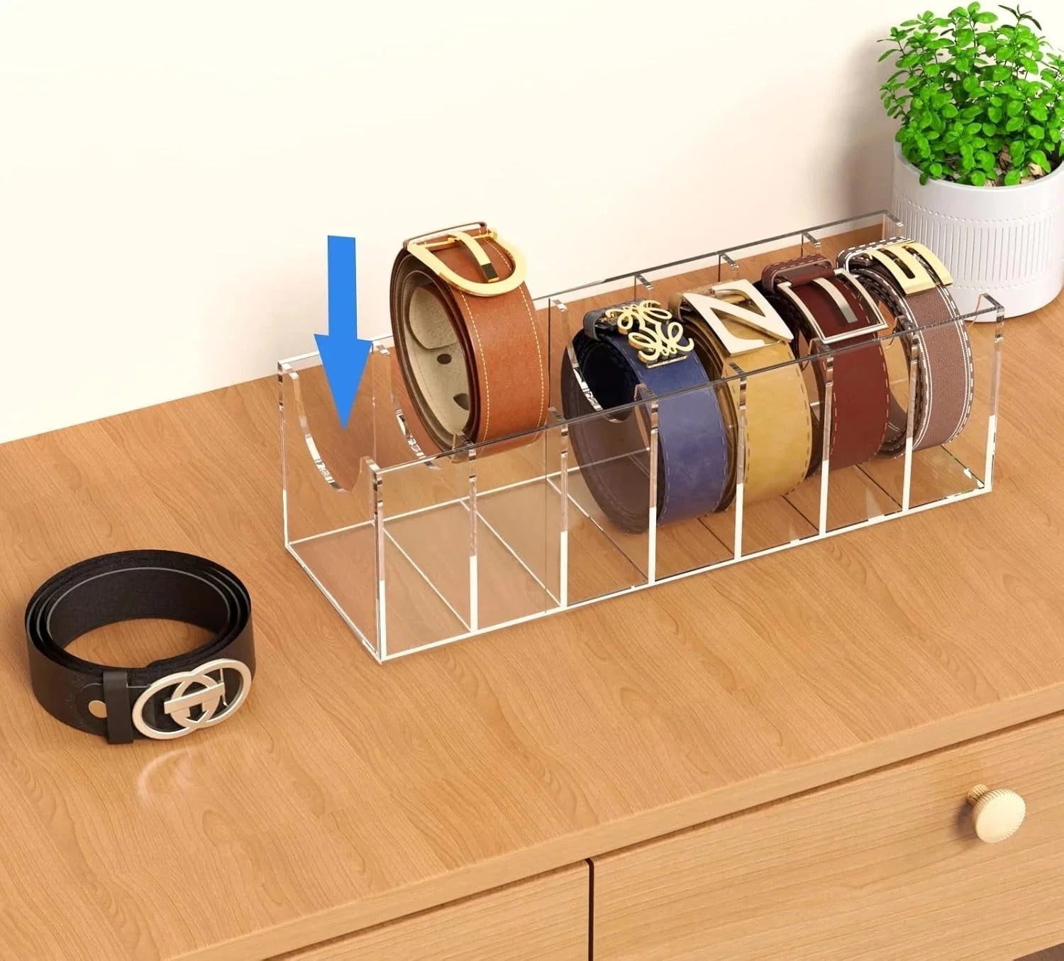 Belt storage box, acrylic display box, storage rack with 4 compartments 07FC0E-D4 - KOEEK [5]