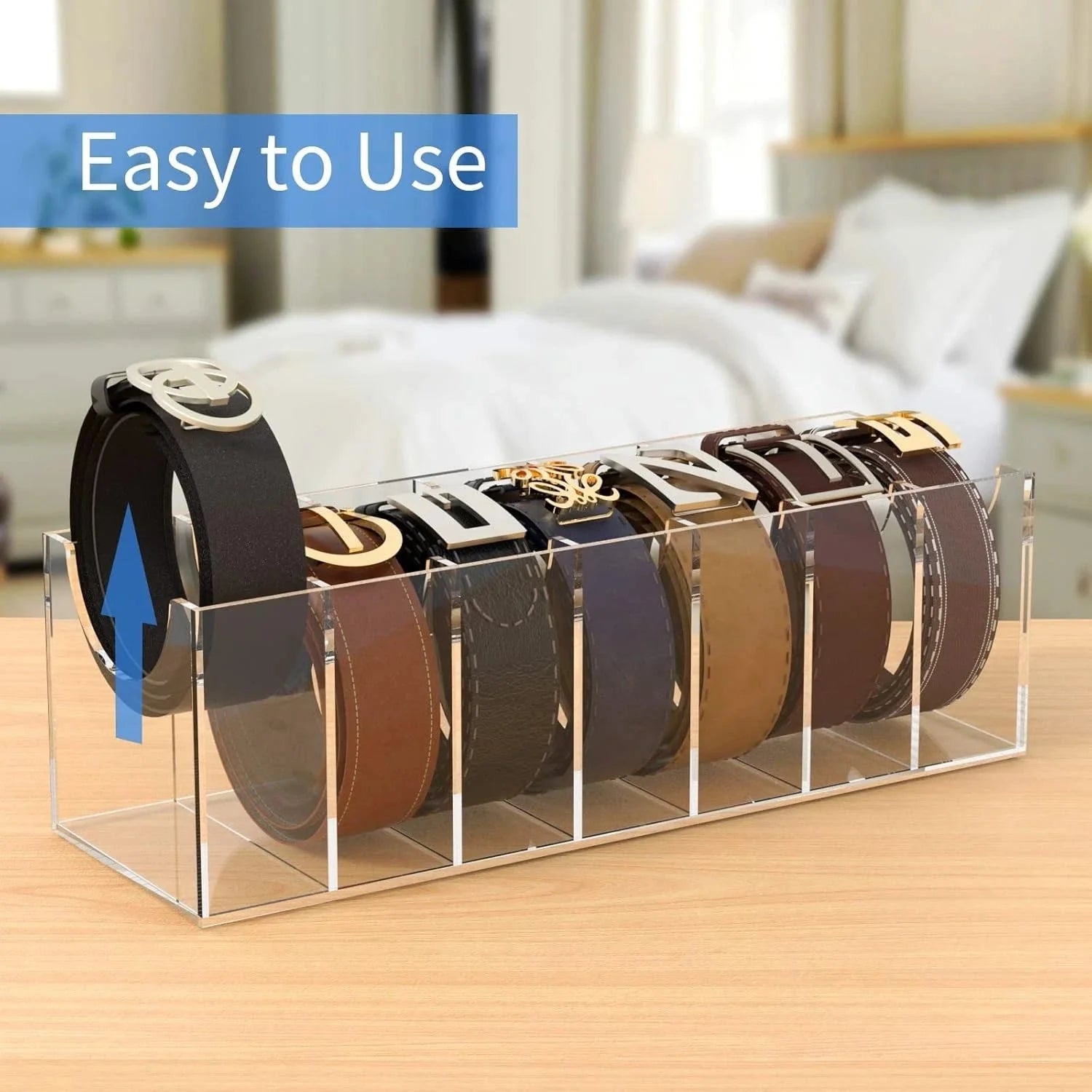 Belt storage box, acrylic display box, storage rack with 4 compartments 07FC0E-D4 - KOEEK [6]