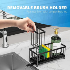 Black Sponge Holder for Kitchen Sink,Sink Caddy Organizer with High Brush Holder 07FC0E-D4 - KOEEK [4]