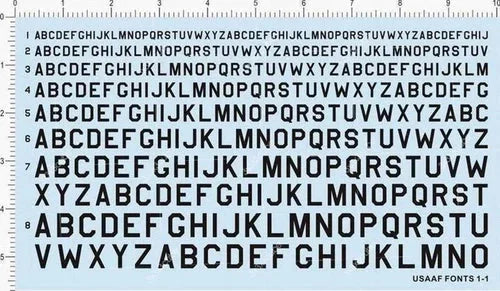Black Universal 2-5mm USAF USSAAF FONTS 1-1 Uppercase Letters Water Slide Decal 07FC0E-D4 - KOEEK [1]