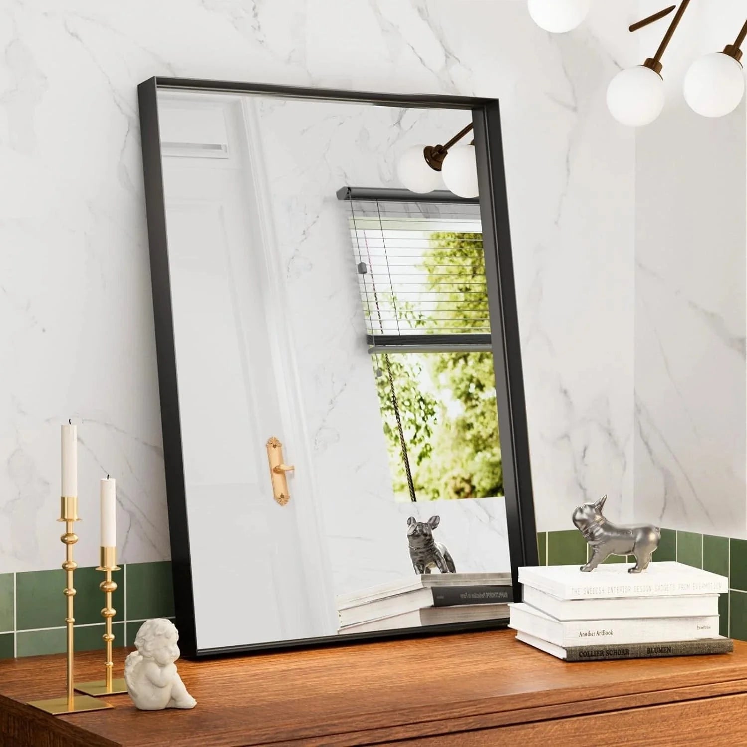 Black Vanity Wall Mirror, 22x 30 Inch Rectangular Bathroom Mirrors for Over Sink 07FC0E-D4 - KOEEK [6]