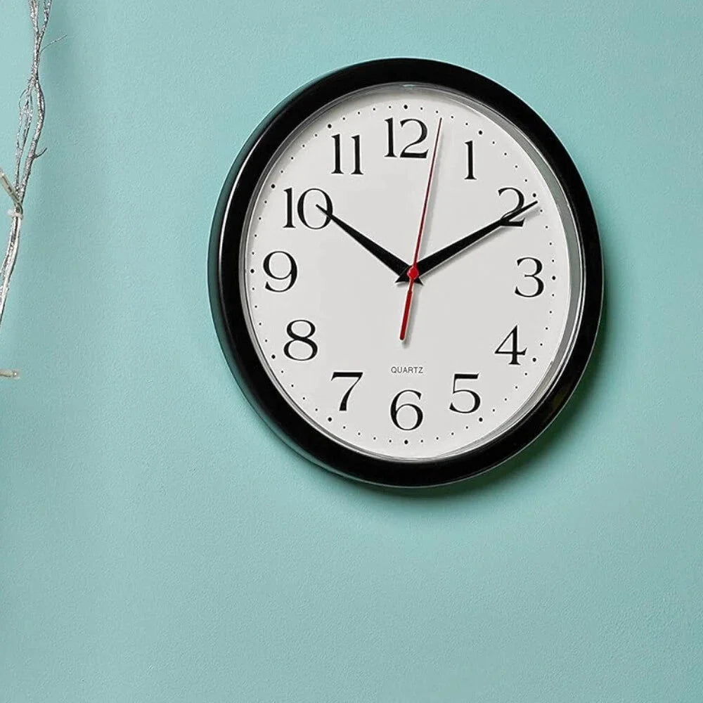 Black Wall Clock Silent Non Ticking 10 Inch Quality Quartz Battery Operated 07FC0E-D4 - KOEEK [1]