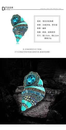 Blue Conch Shell Brooch Elegant Fashion Pin Suit Jacket Coat Jewelry Accessory 07FC0E-D4 - KOEEK [7]