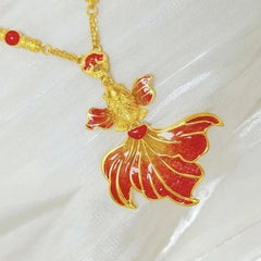 Blue Enamel Red Fish Pendant Necklace Lucky Koi Carp Jewelry Women Chinese Style 07FC0E-D4 - KOEEK [2]