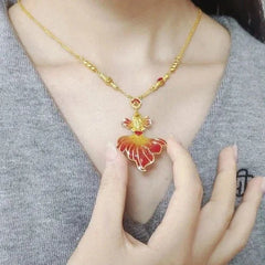 Blue Enamel Red Fish Pendant Necklace Lucky Koi Carp Jewelry Women Chinese Style 07FC0E-D4 - KOEEK [3]