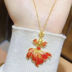 Blue Enamel Red Fish Pendant Necklace Lucky Koi Carp Jewelry Women Chinese Style 07FC0E-D4 - KOEEK [4]