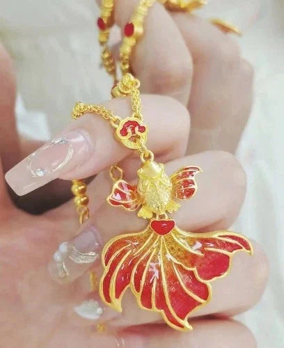 Blue Enamel Red Fish Pendant Necklace Lucky Koi Carp Jewelry Women Chinese Style 07FC0E-D4 - KOEEK [6]