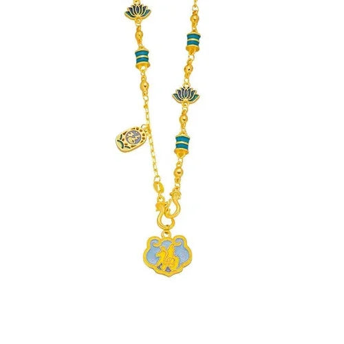 Blue Ruyi Cloud Pendant Necklace Set  Chinese Style Vintage Collarbone 07FC0E-D4 - KOEEK [2]