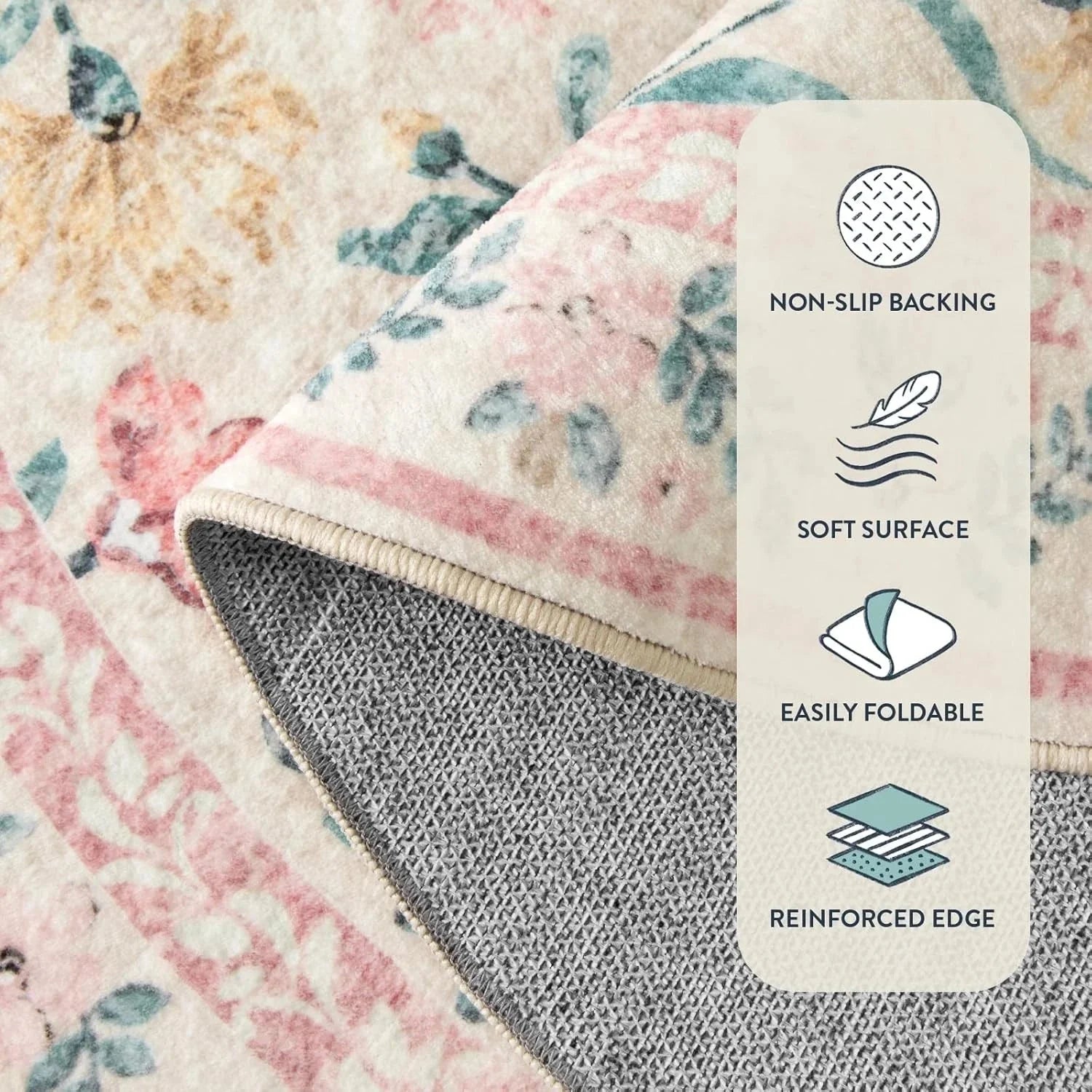 Bohemian style hallway rug 2x6, floral kitchen rug, non-slip and washable 07FC0E-D4 - KOEEK [2]
