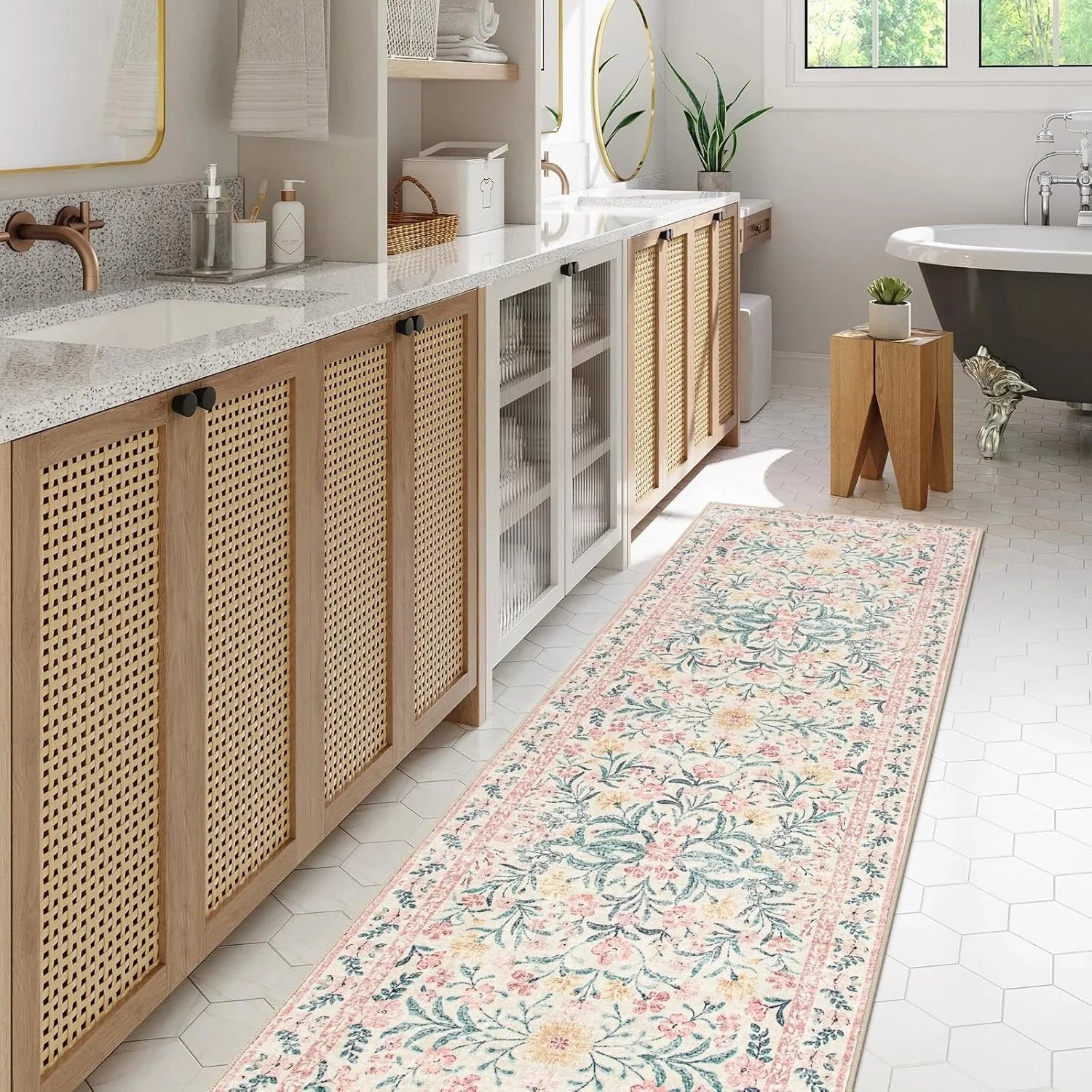 Bohemian style hallway rug 2x6, floral kitchen rug, non-slip and washable 07FC0E-D4 - KOEEK [5]