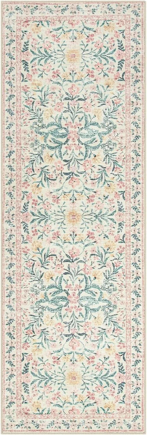Bohemian style hallway rug 2x6, floral kitchen rug, non-slip and washable 07FC0E-D4 - KOEEK [7]