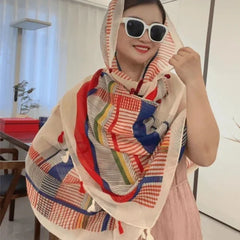 Boho Ethnic Shawl Scarf Frog Button Sun Protection Wrap Travel Cover For Women 07FC0E-D4 - KOEEK [3]