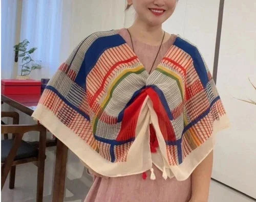 Boho Ethnic Shawl Scarf Frog Button Sun Protection Wrap Travel Cover For Women 07FC0E-D4 - KOEEK [5]