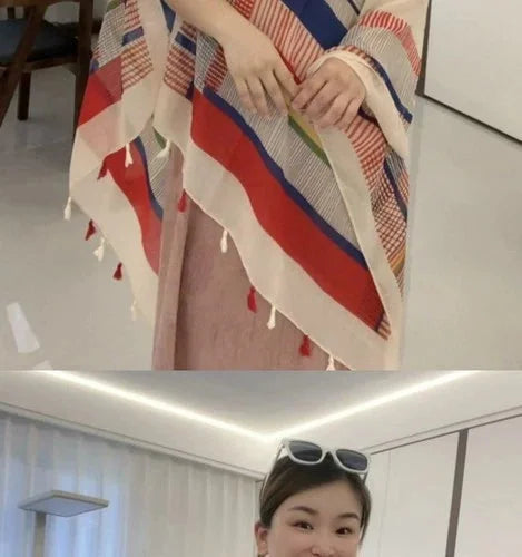 Boho Ethnic Shawl Scarf Frog Button Sun Protection Wrap Travel Cover For Women 07FC0E-D4 - KOEEK [7]