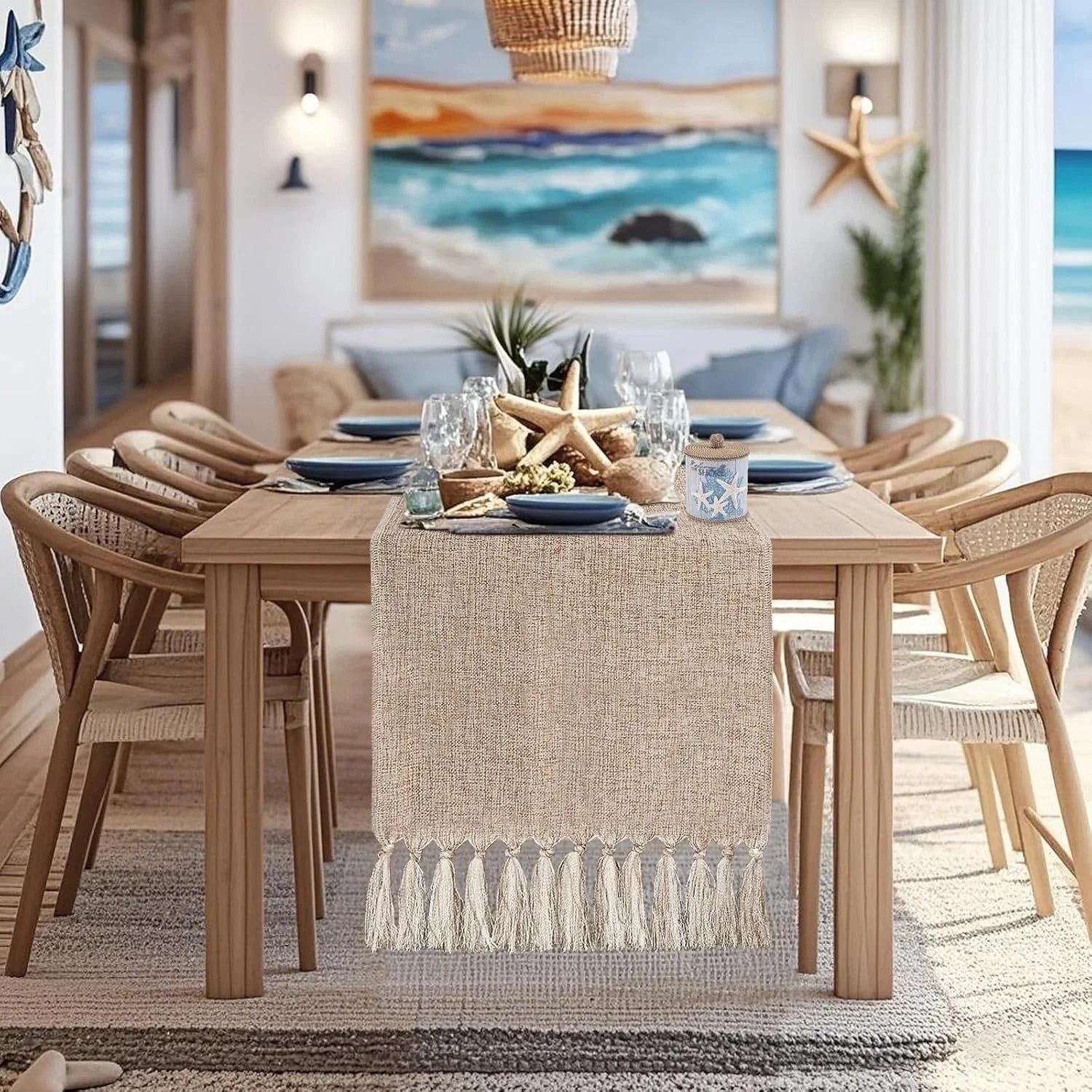 Boho Table Runner, Rustic Farmhouse Dresser Runners Cover Top for Bedroom 07FC0E-D4 - KOEEK [2]