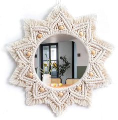 Boho Wall Decor Mirror Circle Hanging Mirror for Bedroom Living Room Home Decor 07FC0E-D4 - KOEEK [1]