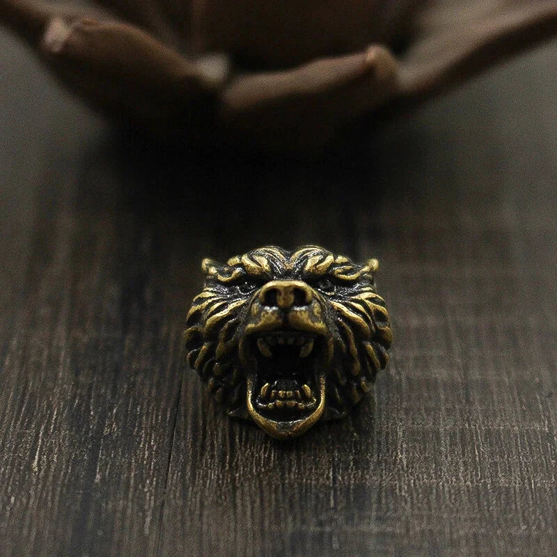 Brass Bear Head Knife Lanyard Bead Paracord Keychain Pendant Bracelet Bead EDC 07FC0E-D4 - KOEEK [1]