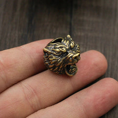 Brass Bear Head Knife Lanyard Bead Paracord Keychain Pendant Bracelet Bead EDC 07FC0E-D4 - KOEEK [2]