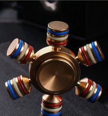 Brass Fidget 6 Point Hand Spinner Finger Gyro Toy EDC Focus Stress Reliever DIY 07FC0E-D4 - KOEEK [3]
