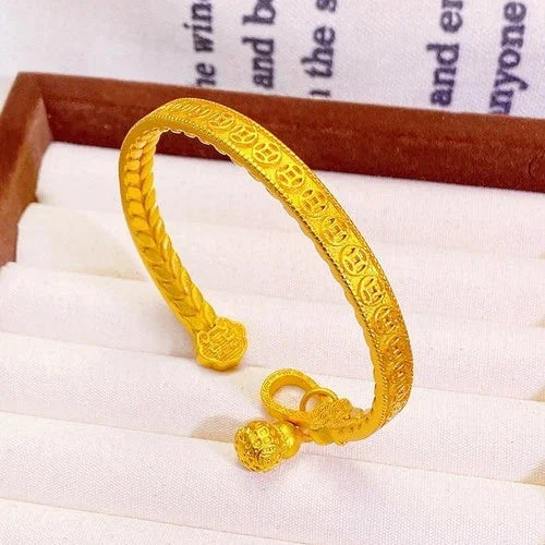 Brass Gold Plated Gourd Bangle Open Cuff Chinese Style Vintage Bracelet 07FC0E-D4 - KOEEK [2]