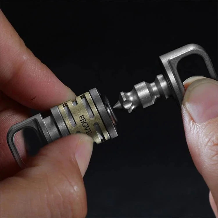 Brass Titanium Quick Release Swivel Keychain Round Carabiner Clip EDC Key Chain 07FC0E-D4 - KOEEK [3]