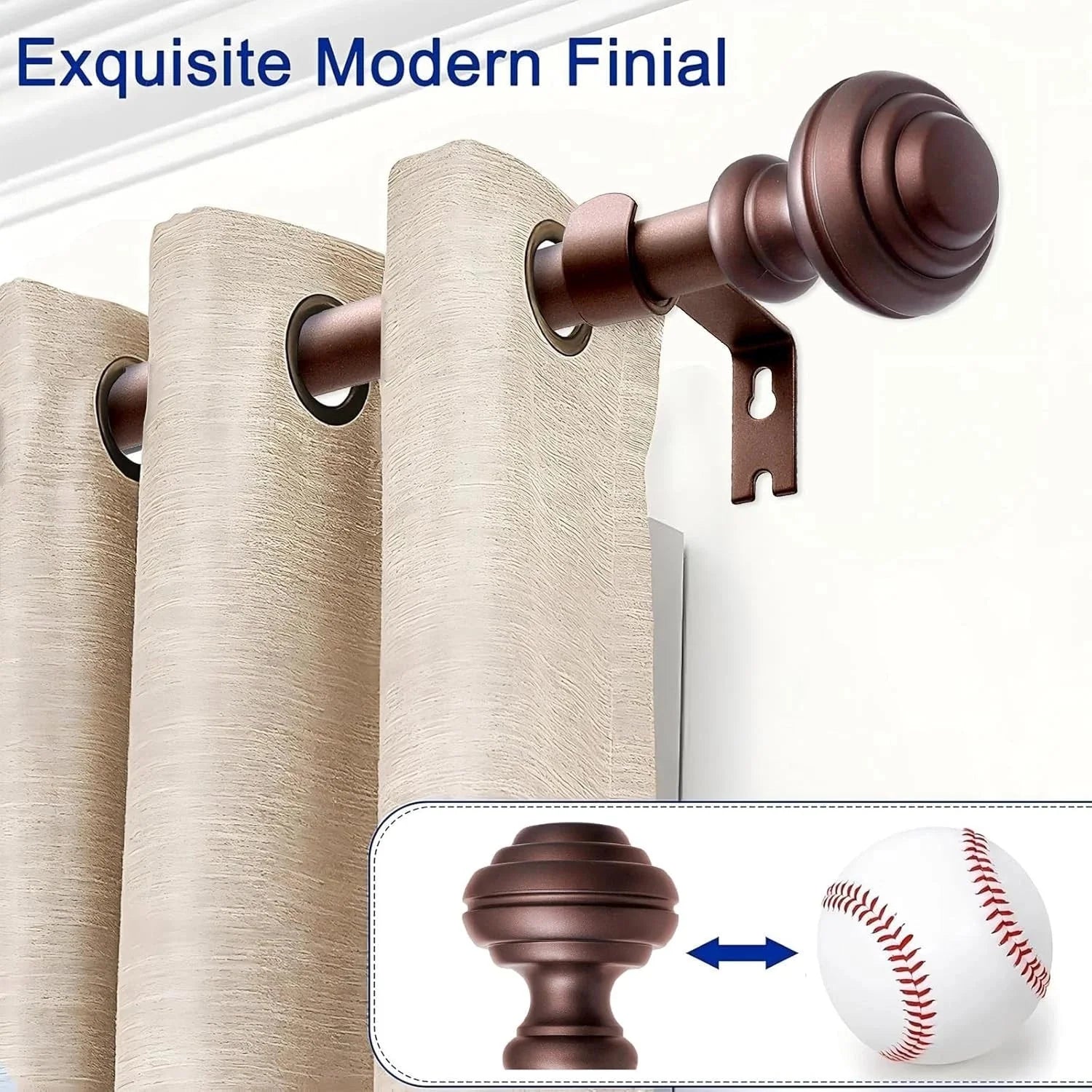 Bronze curtain rod, suitable for windows measuring 16.5 to 45 inches, 3/4 inch 07FC0E-D4 - KOEEK [2]