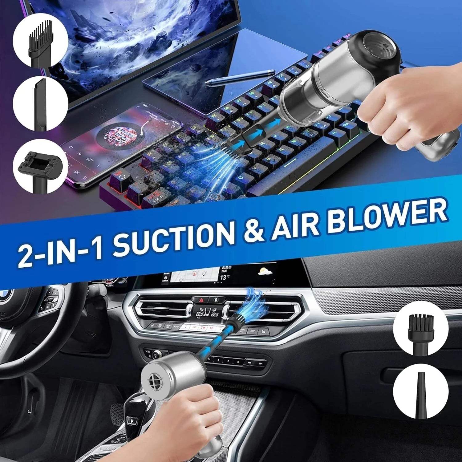 Brushless Handheld Car Vacuum Cleaner, High Power Vacuum Cleaner and AirDuster. 07FC0E-D4 - KOEEK [4]