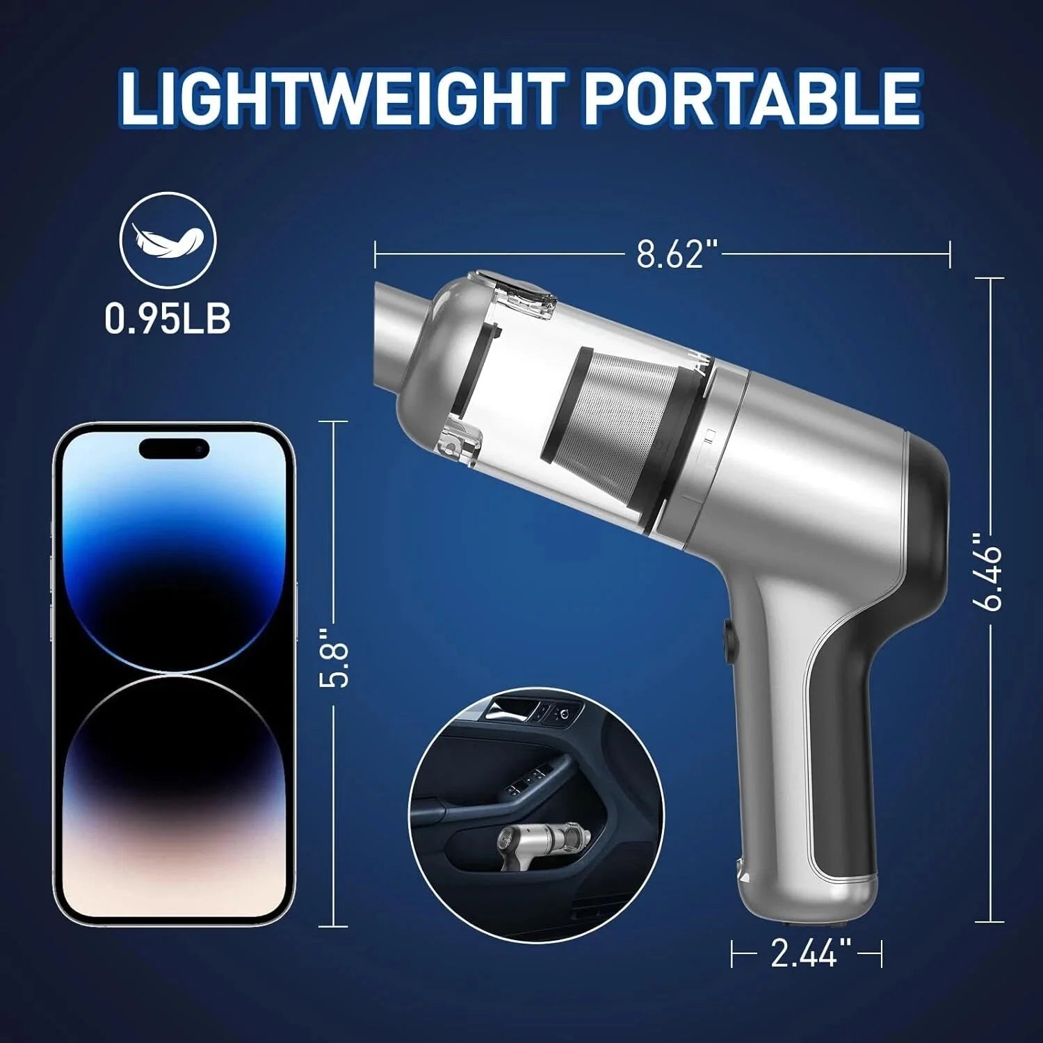 Brushless Handheld Car Vacuum Cleaner, High Power Vacuum Cleaner and AirDuster. 07FC0E-D4 - KOEEK [8]