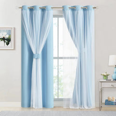 Bujaso sky blue 80% light-blocking curtains, size 37×63 07FC0E-D4 - KOEEK [3]