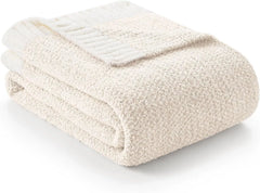 Buttery Ivory Throw Blanket for Couch,Reversible Super Soft Knitted Blankets 07FC0E-D4 - KOEEK [1]