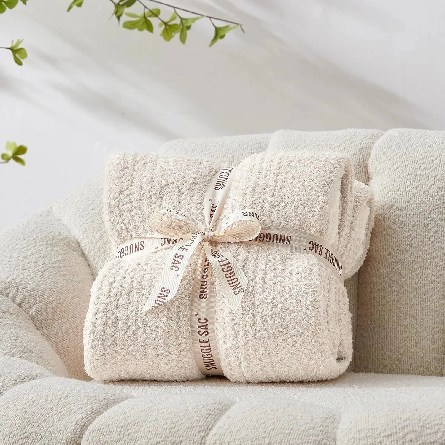 Buttery Ivory Throw Blanket for Couch,Reversible Super Soft Knitted Blankets 07FC0E-D4 - KOEEK [3]