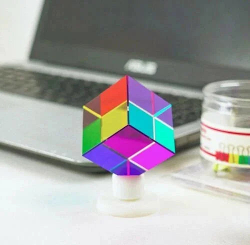 CMY Mixed Color Crystal Prism Cube Illusion Fun Desk Play Beamsplitter Prism EDC 07FC0E-D4 - KOEEK [7]