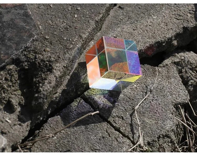 CMY Mixed Color Crystal Prism Cube Illusion Fun Desk Play Beamsplitter Prism EDC 07FC0E-D4 - KOEEK [8]