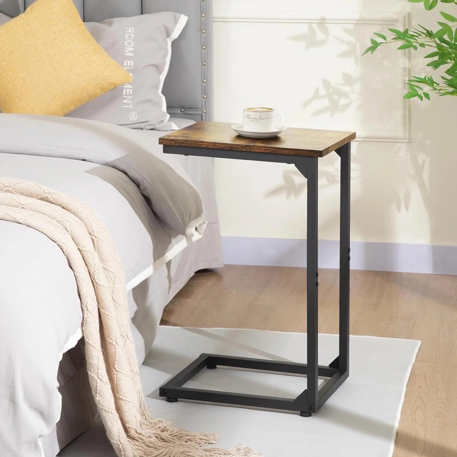 C Shaped End Tables, TV Trays Set of 2 for Living Room, Slide Under Couch Table 07FC0E-D4 - KOEEK [2]
