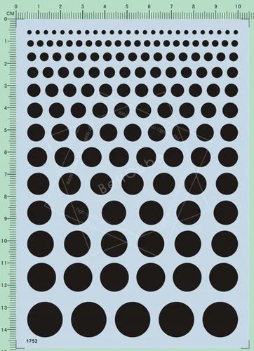 C.X. Universal 1/24 1/18 1/20 1/12 Black Round Dot Model Water Slide Decal 1752 07FC0E-D4 - KOEEK [1]