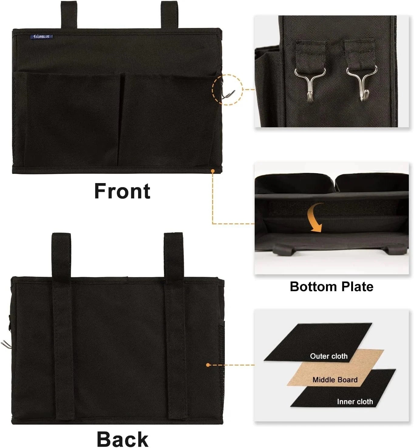 Caddy Hanging Organizer Bedside Storage Bag for Bunk and Hospital Beds, Small 07FC0E-D4 - KOEEK [2]