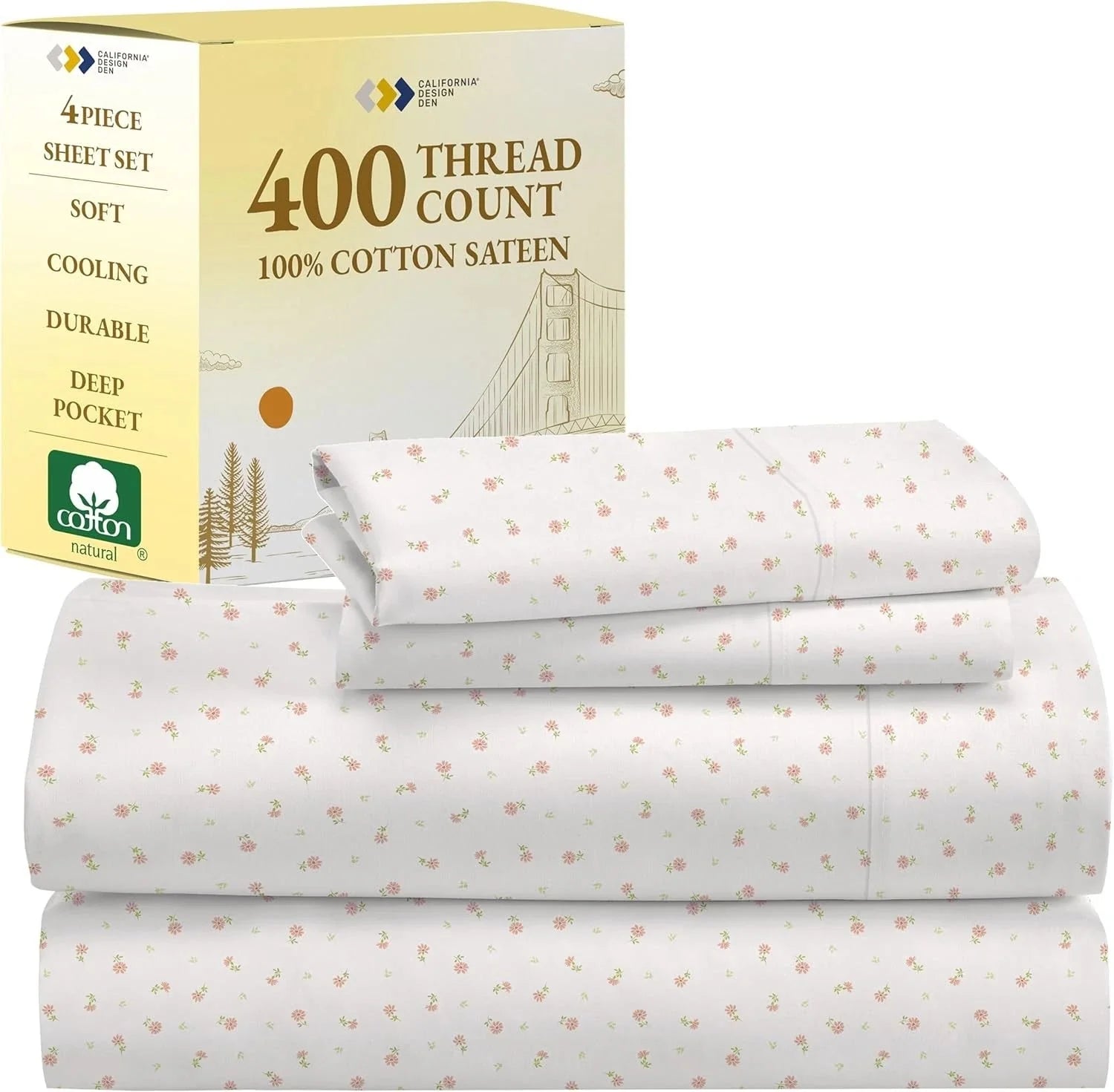 California Design Queen Bedding Set  Natural Cotton Sheets 07FC0E-D4 - KOEEK [1]
