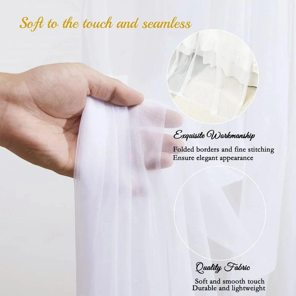 Canopy Bed Curtains with Light Princess Bed Canopy Scarf for Full/Queen Metal 07FC0E-D4 - KOEEK [3]