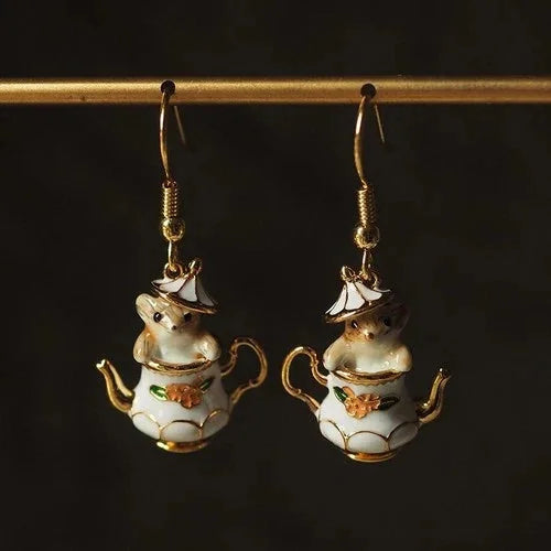 Cartoon Teacup Flower Earrings Cute Fashion Jewelry for Women Collectible 07FC0E-D4 - KOEEK [2]