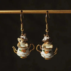 Cartoon Teacup Flower Earrings Cute Fashion Jewelry for Women Collectible 07FC0E-D4 - KOEEK [2]