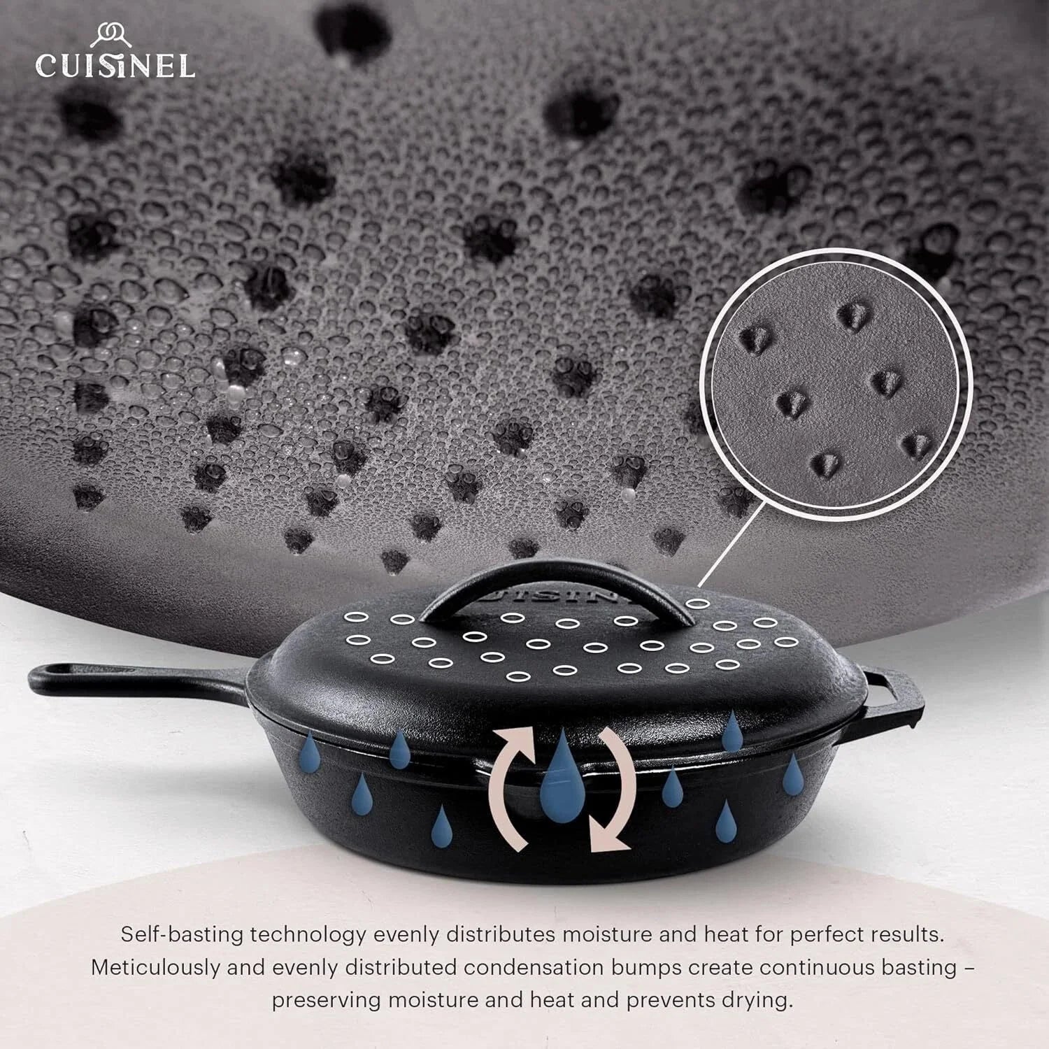 Cast Iron Skillet with Lid - 12"-inch Pre-Heated Lid Skillet Set Grill Safe 07FC0E-D4 - KOEEK [4]