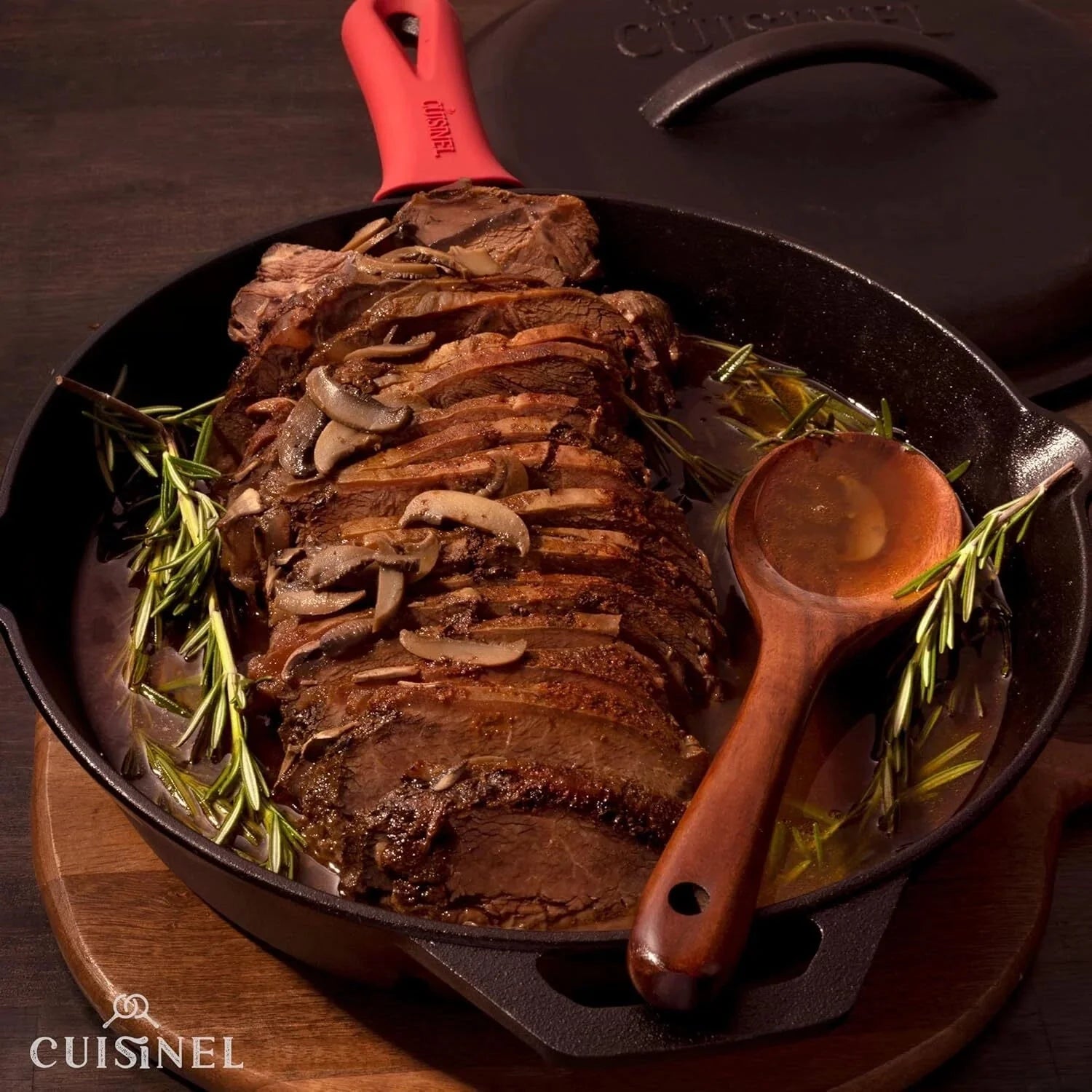 Cast Iron Skillet with Lid - 12"-inch Pre-Heated Lid Skillet Set Grill Safe 07FC0E-D4 - KOEEK [6]