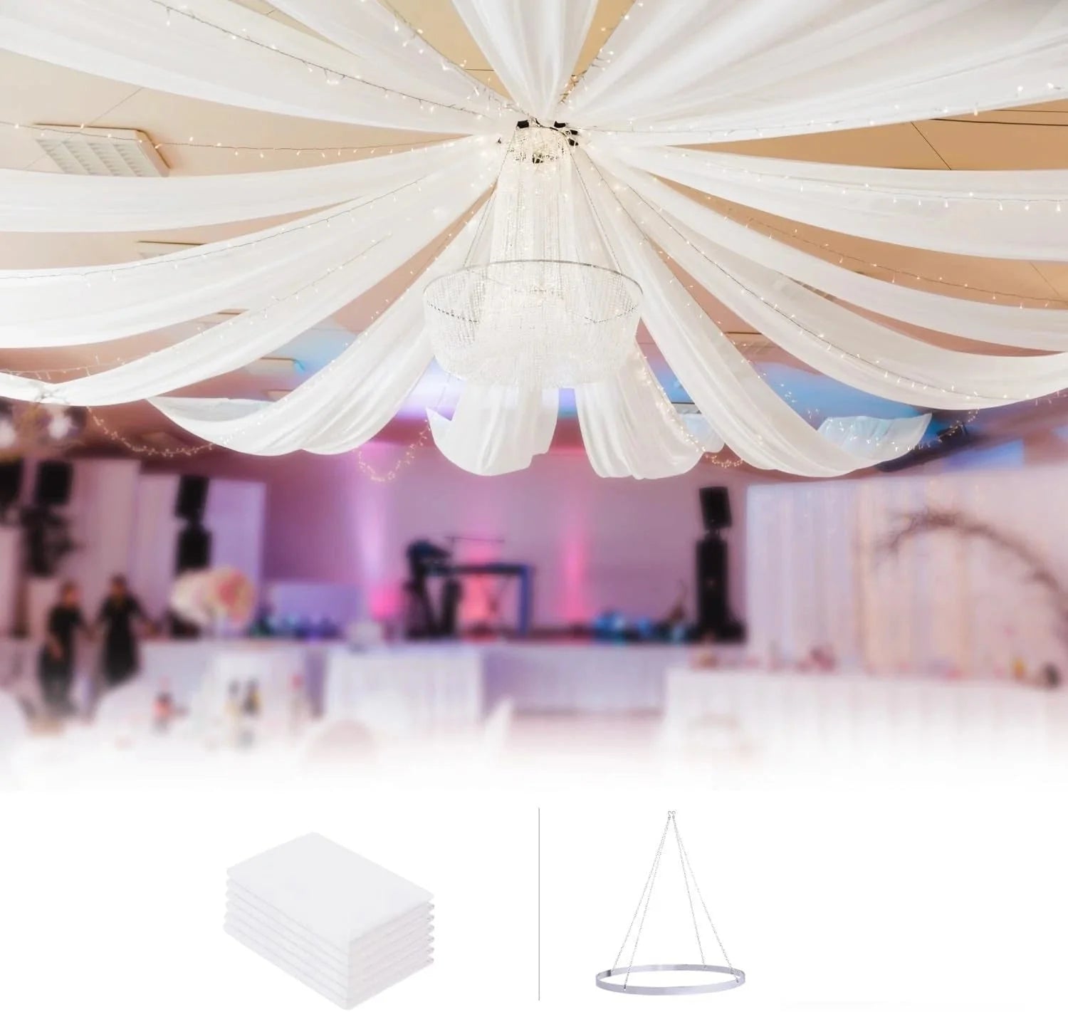 Ceiling Drapes Hanging Kit for Weddings Tent Bedroom Draping Parties Decoration 07FC0E-D4 - KOEEK [1]