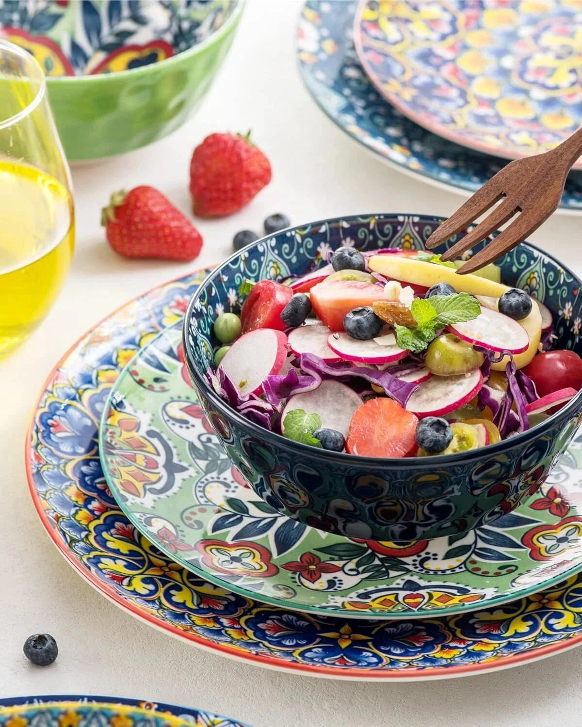 Ceramic Cereal, Soup Bowls Set of 6-25 Oz Porcelain Serving Bowls for Dinner 07FC0E-D4 - KOEEK [6]