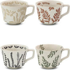 Ceramic Coffee Mugs, 12 oz Novelty Unique Tea Mugs with Large Handles, Set of 4 07FC0E-D4 - KOEEK [1]