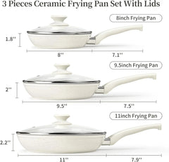Ceramic Frying Pan Set with Lid , Induction Omelette Frying Pan Set 07FC0E-D4 - KOEEK [2]