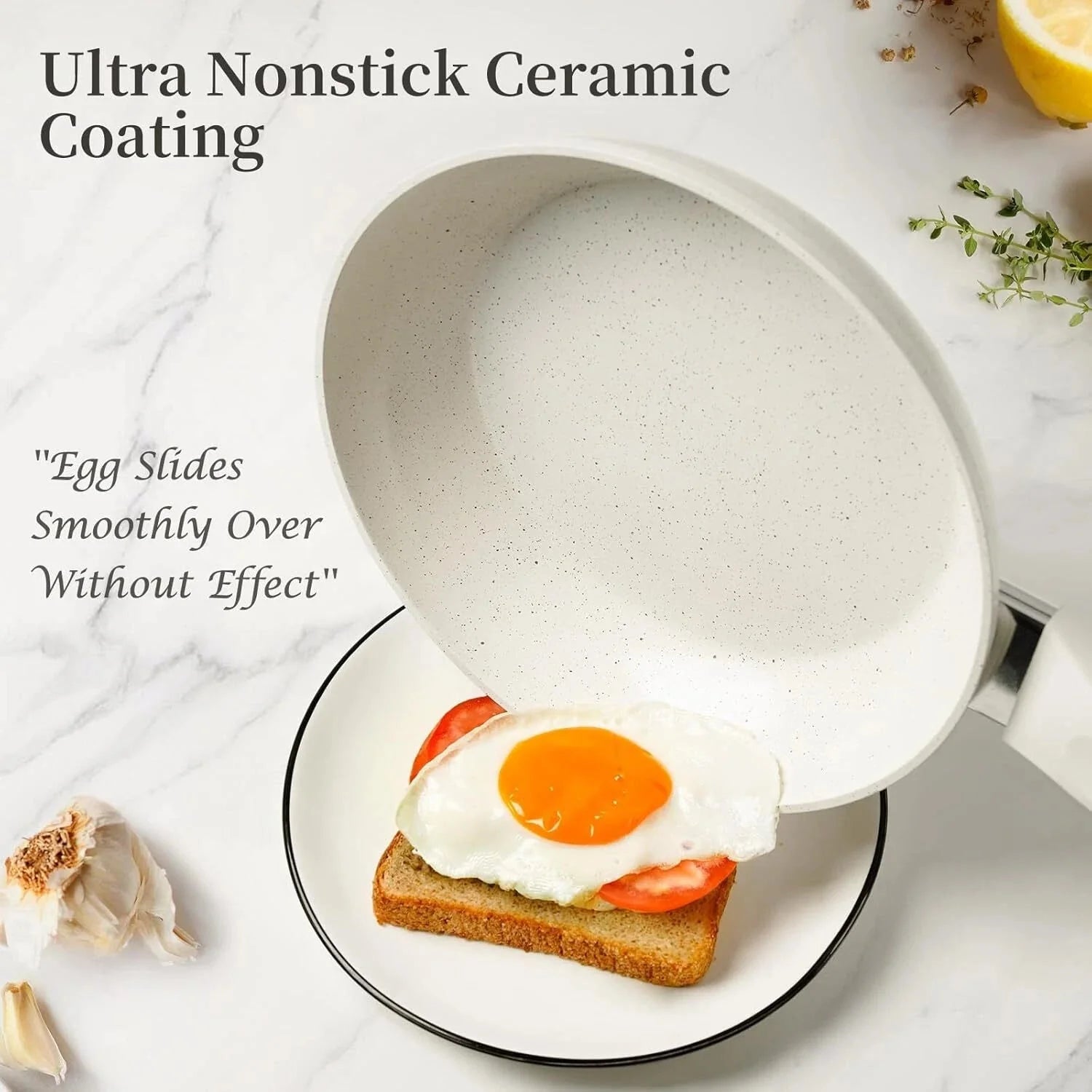 Ceramic Frying Pan Set with Lid , Induction Omelette Frying Pan Set 07FC0E-D4 - KOEEK [4]