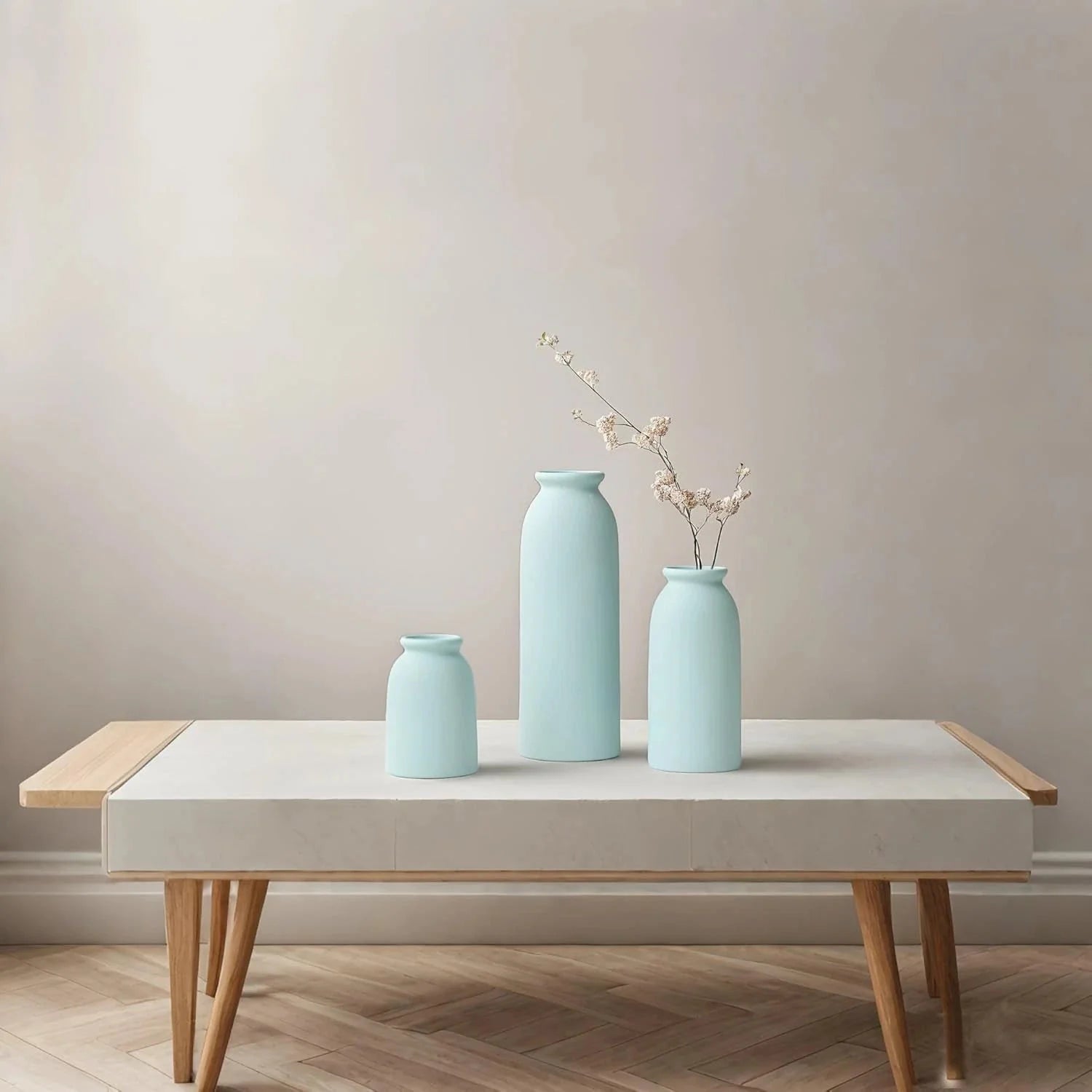 Ceramic Vase Set-3, Small Flower Vases for Decor, Modern Boho Farmhouse Style 07FC0E-D4 - KOEEK [4]